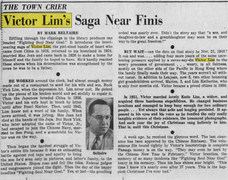 Victor Lims - Dec 1952 Article (newer photo)